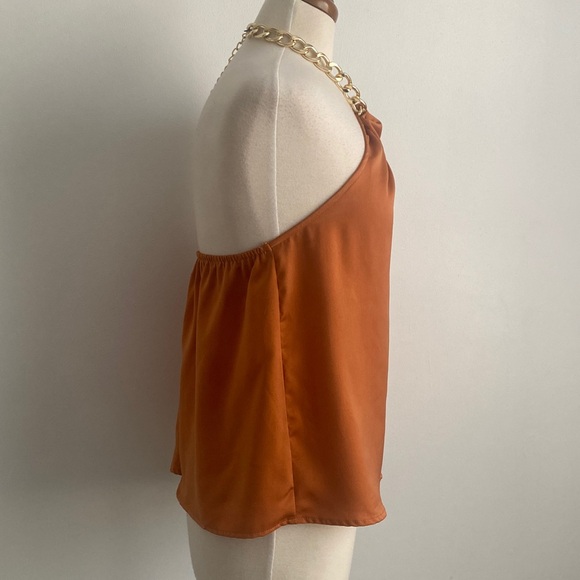 DO+BE Milah Satin Chain Halter Top Size Small in Rust - Picture 6 of 9